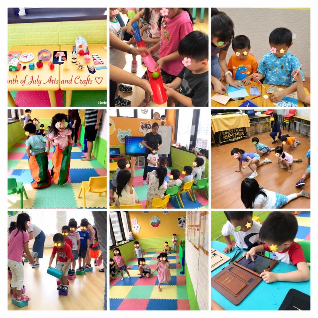 Classroom moments: English craft activities, group games and whiteboard teaching