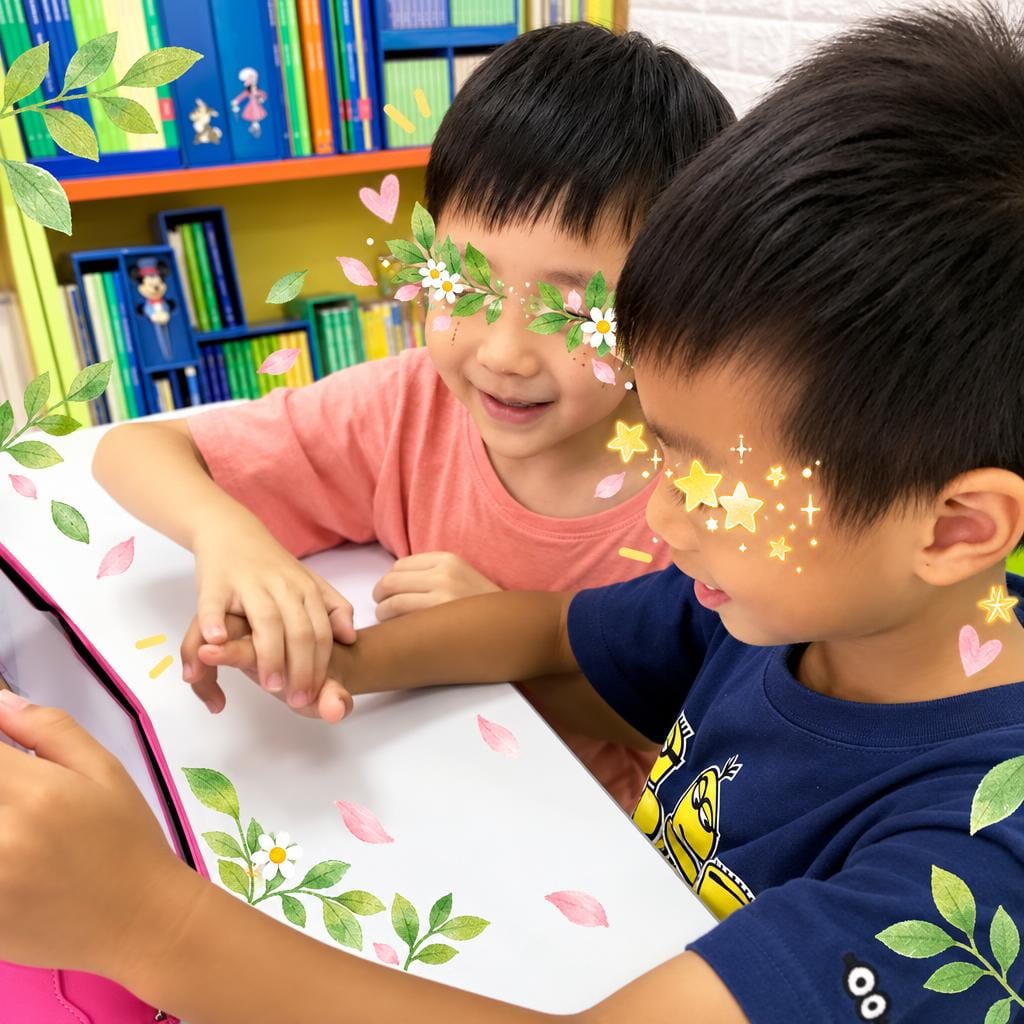 Two students working through a classroom activity together